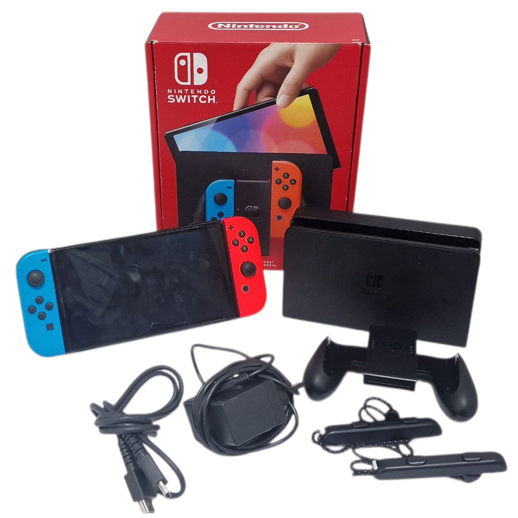 Pre-owned Nintendo Switch OLED 64GB - Neon Red & Blue - Own4Less
